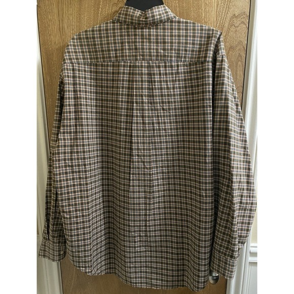Tommy Hilfiger Men's M Green Orange Plaid Button-Down Cotton Long Sleeve Shirt - Picture 4 of 8